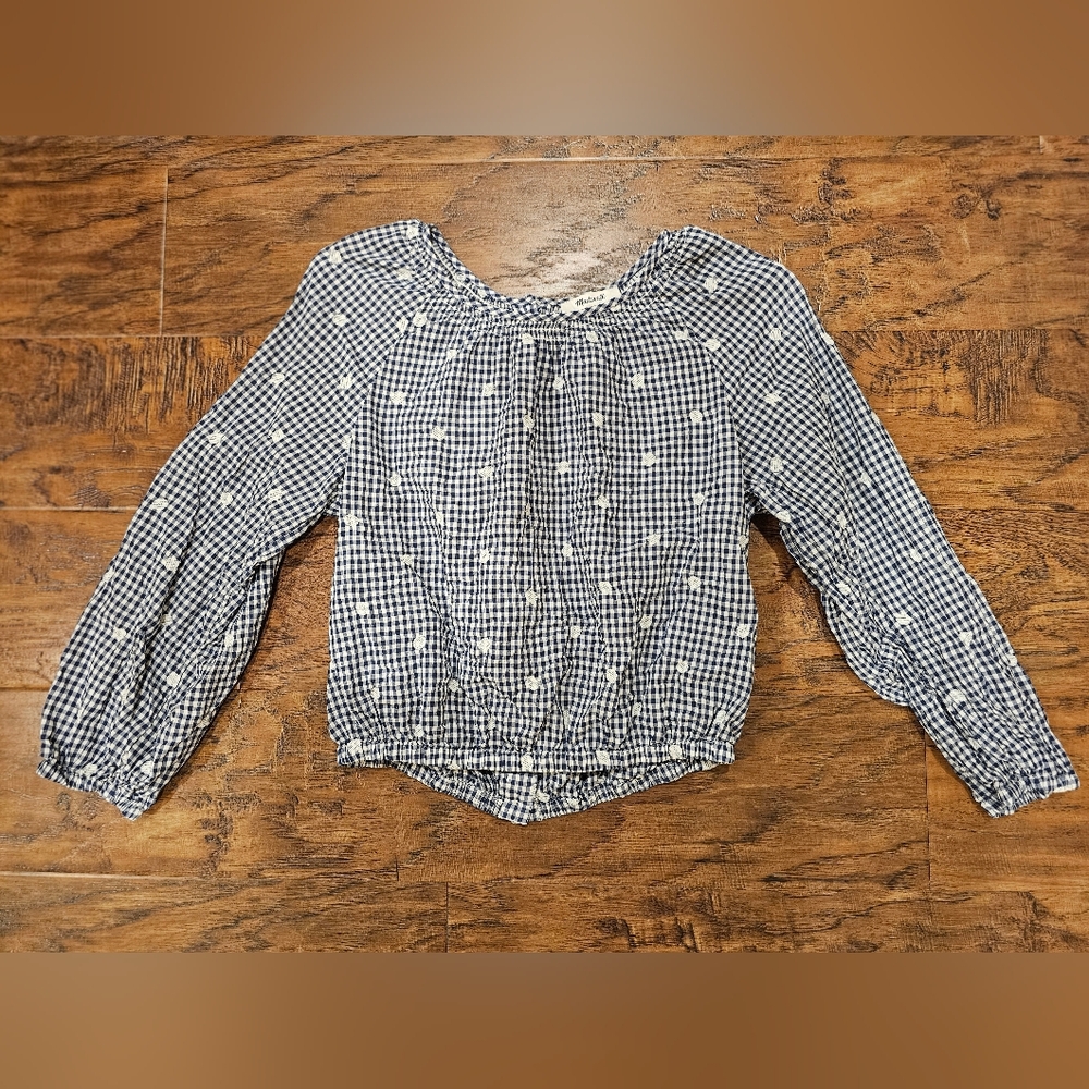 Madewell Navy Gingham Top